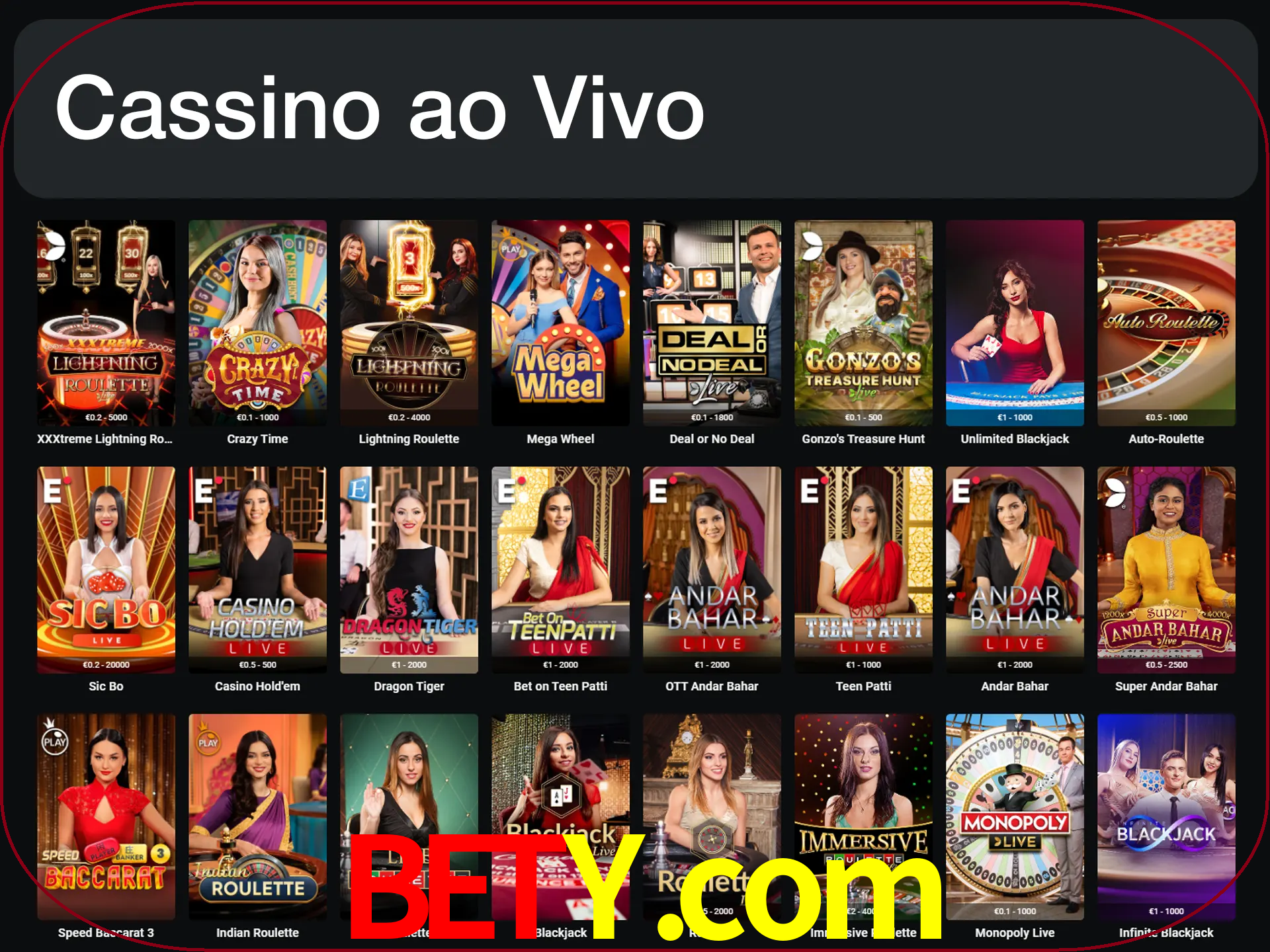 Jogue jogos de cassino com um verdadeiro dealer.